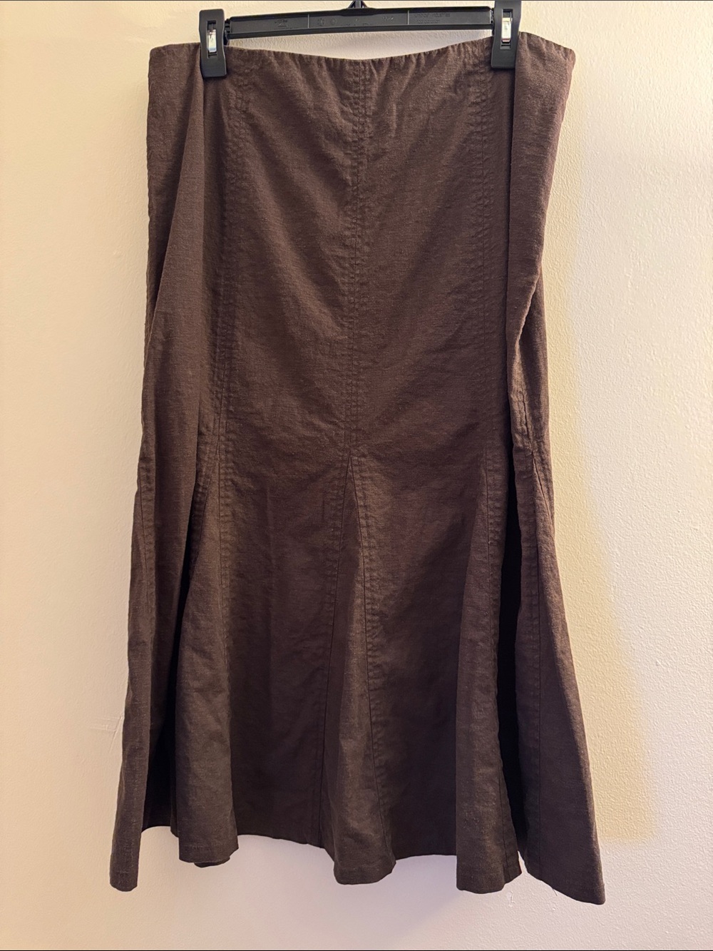 R.Q.T. Brown Flare Linen Blend Skirt
